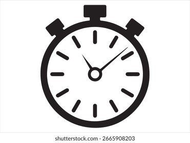 Minimalistisches Stoppuhr-Symbol, schwarzes Timer-Symbol für Geschwindigkeit, Zeiteffizienz