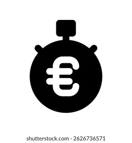 Minimalist Stopwatch Icon Representing Euro Currency and Financial Timing
