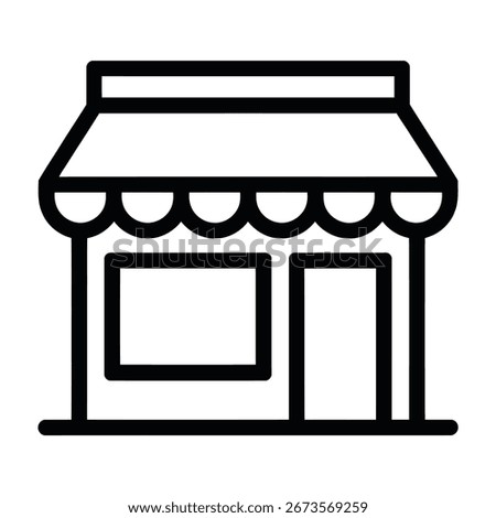 Minimalist Store Front Icon Depicting Small Business Retail Outlet and Commercial Building in Vector Graphic Style