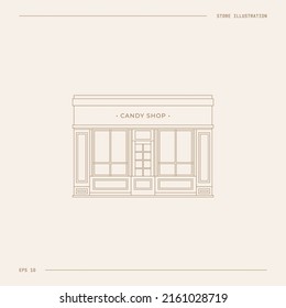 Minimalist store front illustration. Outline icon.