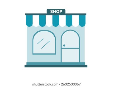 Minimalist storefront flat design. Simple and clean flat icon in colourful. For template, banner, social media and layout. Vector illustration