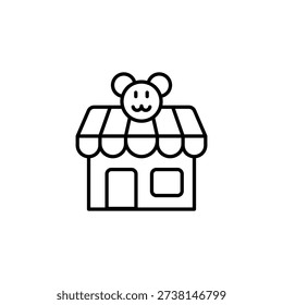 Minimalist Storefront Icon Featuring A Cheerful Bear Character Design