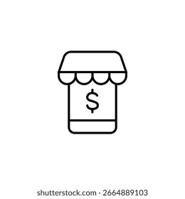 Minimalist Storefront Icon Representing Online Shopping And Financial Transactions