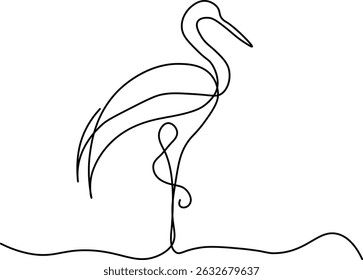 Minimalist Stork in Continuous Line Art Style	
