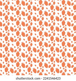 Patrón minimalista de fresa sin soldadura. Doodle, de textura plana, dibujada a mano para papel pintado, textil, tela, papel. Ilustración del vector