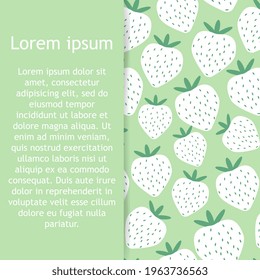 Minimalist strawberry vector pattern. Simple summer berry ornament. Doodle, flat, hand drawn texture for wallpaper. 