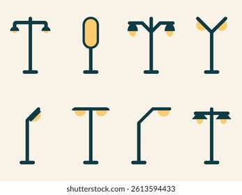 Minimalist Street Lamp Collection with Yellow Glow
