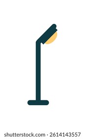 Minimalist Street Lamp Icon with Modern Flat Design and Yellow Light Detail