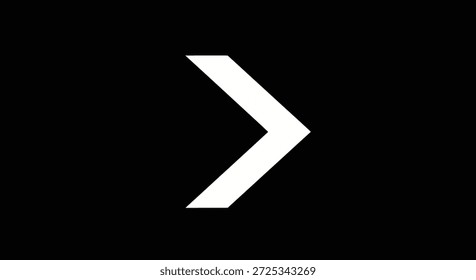 A minimalist and striking image featuring a stark white chevron arrow pointing to the right. The arrow is set against a solid black background, creating a high contrast and modern aesthetic.  The