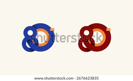 Minimalist Stripes Design Number 80th, 80th Happy Anniversary with Simplicity, Geometric and Modern.