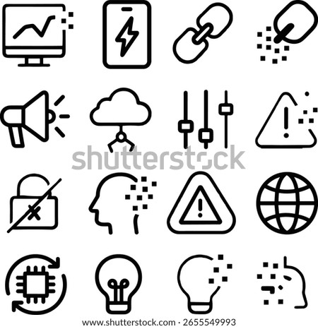 Minimalist Stroke Style System Problem Alert Outline Icon Set