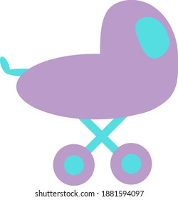 Minimalist stroller for kids in violet pink and baby blue color. 