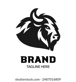 Minimalist Strong Bison Logo - Vector Illustration