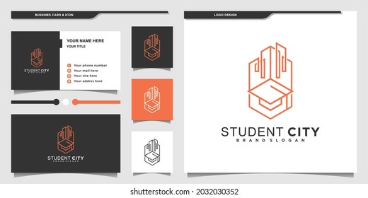 Minimalist student city logo design inspiration with modern and unique line art style Premium vektor
