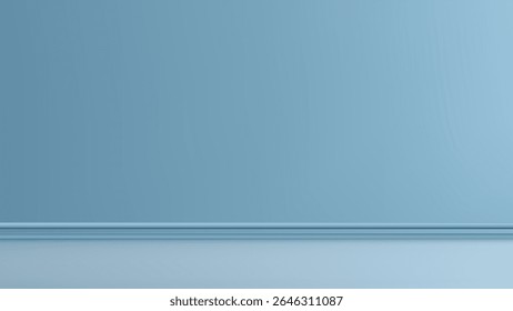sala de estúdio minimalista com uma parede de gradiente azul claro e espaço vazio limpo, perfeito para conceitos modernos de design de interiores, fundos calmos ou projetos criativos que precisam de uma estética serena