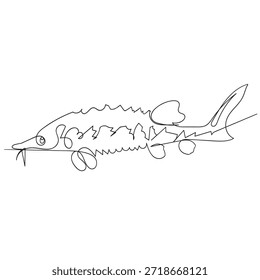 Minimalist Sturgeon Continuous Line Drawing Fish Vector Illustration