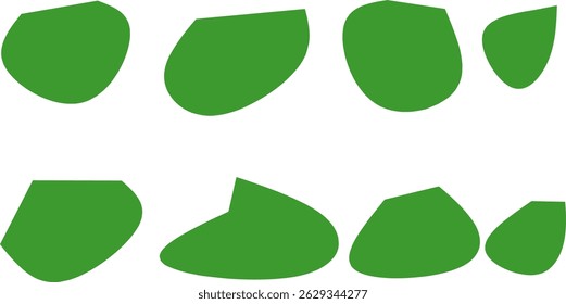 Minimalist style abstract green stone icon set. Perfect for graphic design, nature decor, zen garden illustration or organic and natural themed background elements.