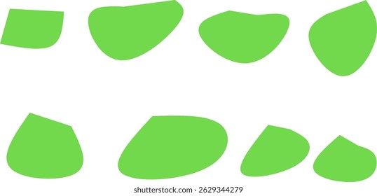 Minimalist style abstract green stone icon set. Perfect for graphic design, nature decor, zen garden illustration or organic and natural themed background elements.