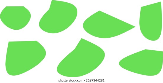 Minimalist style abstract green stone icon set. Perfect for graphic design, nature decor, zen garden illustration or organic and natural themed background elements.