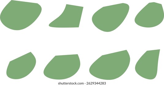 Minimalist style abstract green stone icon set. Perfect for graphic design, nature decor, zen garden illustration or organic and natural themed background elements.
