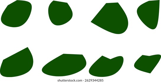 Minimalist style abstract green stone icon set. Perfect for graphic design, nature decor, zen garden illustration or organic and natural themed background elements.
