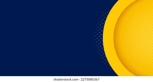 fondo de estilo minimalista en color azul oscuro con vector de círculo medio redondo dorado 