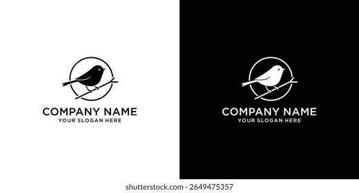 Minimalist Style Bird Logo. Vector Small Bird Design.