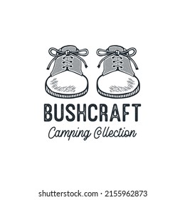 Minimalist style bushcraft poster with sneakers