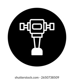 Minimalist style camera lens icon illustration on a black background representing photography equipment with simple design and style