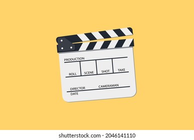 minimalist style clapperboard vector on orange background