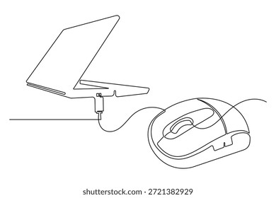 Estilo minimalista ilustración periférica de computadora dibujo de línea continua