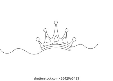 Minimalist style crown line art isolated outline vector illustration