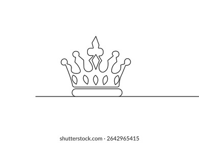 Minimalist style crown line art isolated outline vector illustration