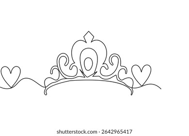 Minimalist style crown line art isolated outline vector illustration