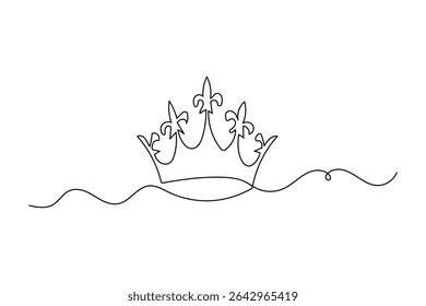 Minimalist style crown line art isolated outline vector illustration