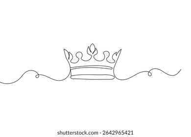 Minimalist style crown line art isolated outline vector illustration