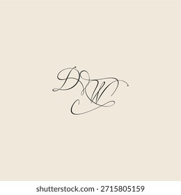minimalist style curve DW initial royal design monogram elegant concept logo letter