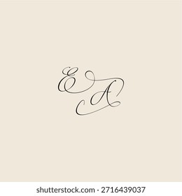 minimalist style curve EA initial royal design monogram elegant concept logo letter
