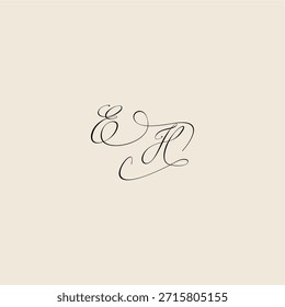 minimalist style curve EH initial royal design monogram elegant concept logo letter
