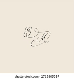 minimalist style curve EM initial royal design monogram elegant concept logo letter