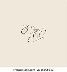 minimalist style curve EO initial royal design monogram elegant concept logo letter
