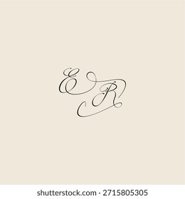 estilo minimalista curva ER diseño real inicial monograma concepto elegante logo letra