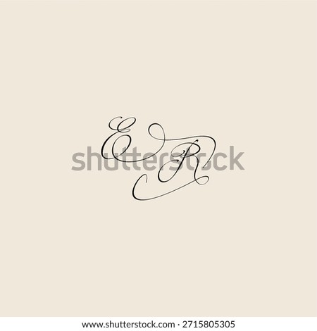 minimalist style curve ER initial royal design monogram elegant concept logo letter