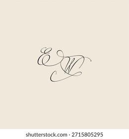 minimalist style curve EW initial royal design monogram elegant concept logo letter