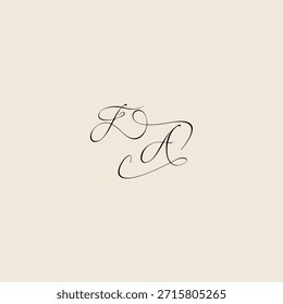 minimalist style curve FA initial royal design monogram elegant concept logo letter