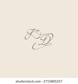 minimalist style curve FD initial royal design monogram elegant concept logo letter