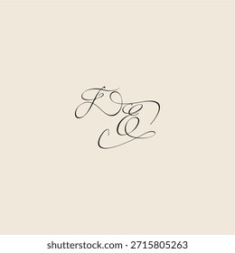 minimalist style curve FE initial royal design monogram elegant concept logo letter