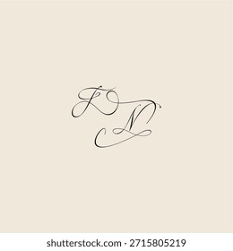 estilo minimalista curva FN diseño real inicial monograma concepto elegante logo letra