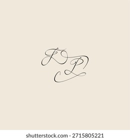 minimalist style curve FP initial royal design monogram elegant concept logo letter