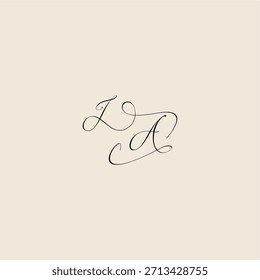 minimalist style curve monogram elegant concept logo letter initial royal design IA